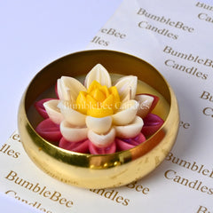 Blooming Royal Lotus Urli Candle - Electroplated