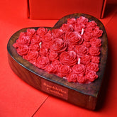 Large wooden heart shaped scented candle