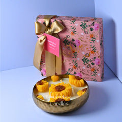 Golden Hammered Urli Gift Box - Sunflower
