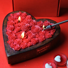 Large wooden heart shaped scented candle
