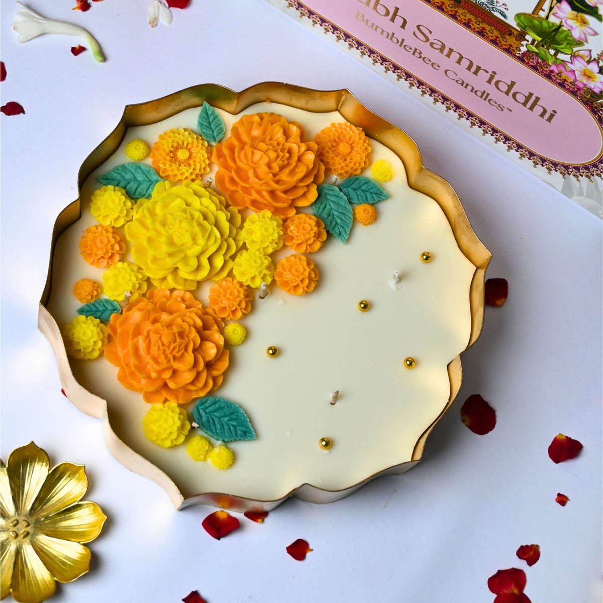 Shubh Samriddhi Marigold Lotus Urli Candle Gift Box