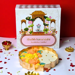 Shubh Samriddhi Marigold Lotus Urli Candle Gift Box