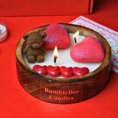 Love Teddy Wooden Candle