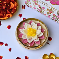 Blooming Royal Lotus Urli Candle - Electroplated
