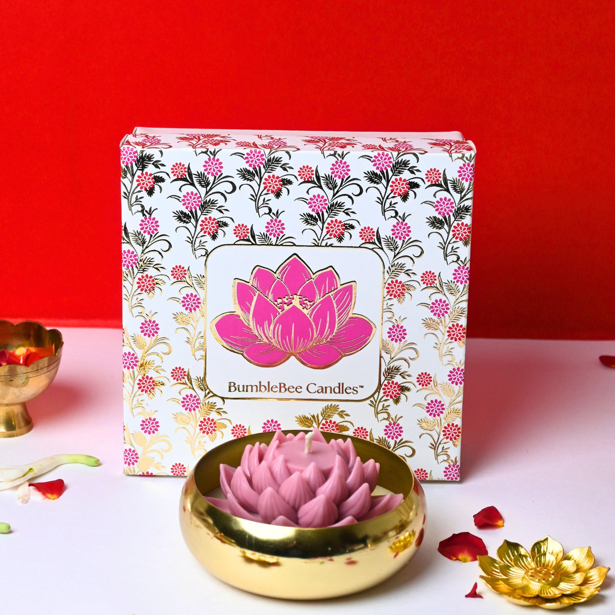 Luxury Divine Lotus Urli Candle Gift Box