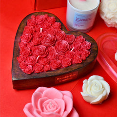Large wooden heart shaped scented candle