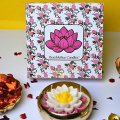 Blooming Royal Lotus Urli Candle - Electroplated