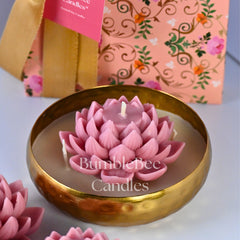 Golden Hammered Urli Gift Box - Lotus Design