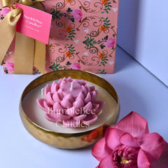 Golden Hammered Urli Gift Box - Lotus Design